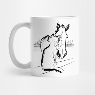 Happy Horse with a Kitty Mug